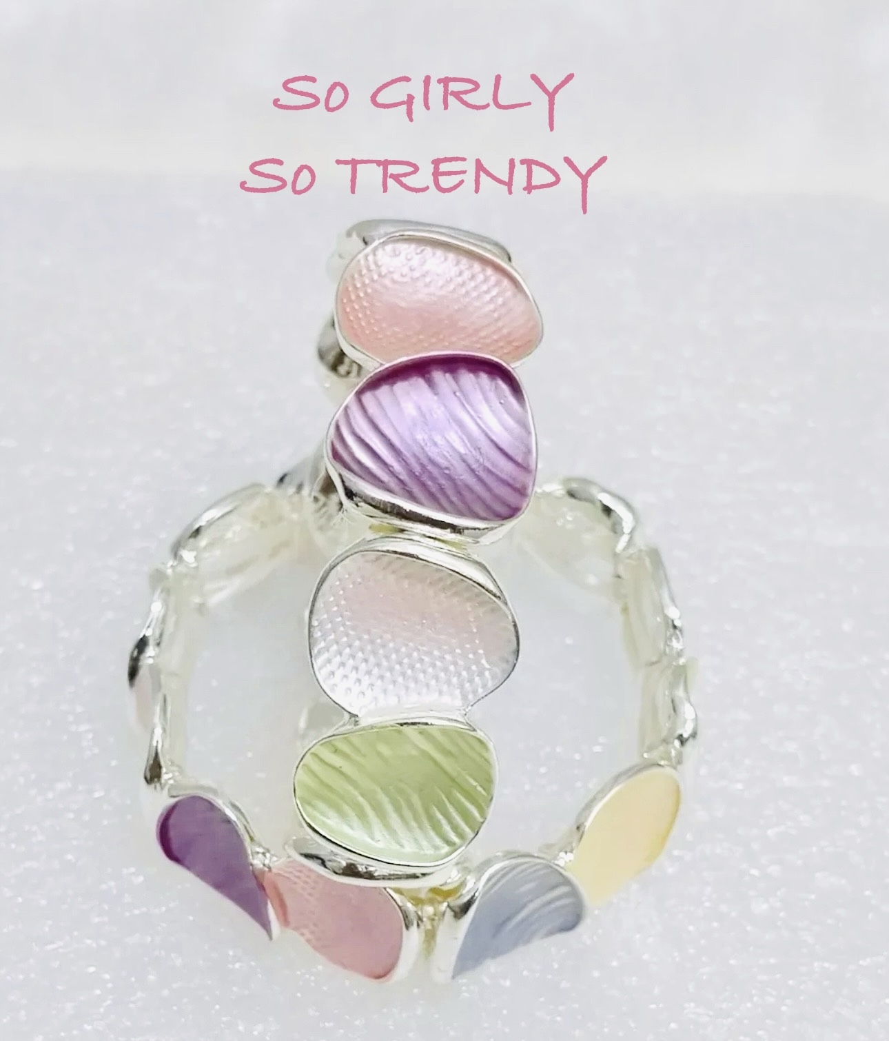 Silver Base Pastel Shades Bracelet